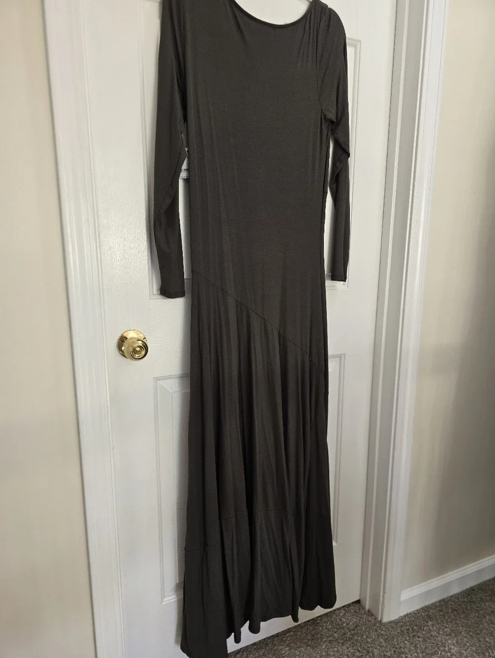 Free People Tatiana Maxi Dress Scoop Neck A-Line Long Sleeves Army Green (Olive) - Picture 3 of 8